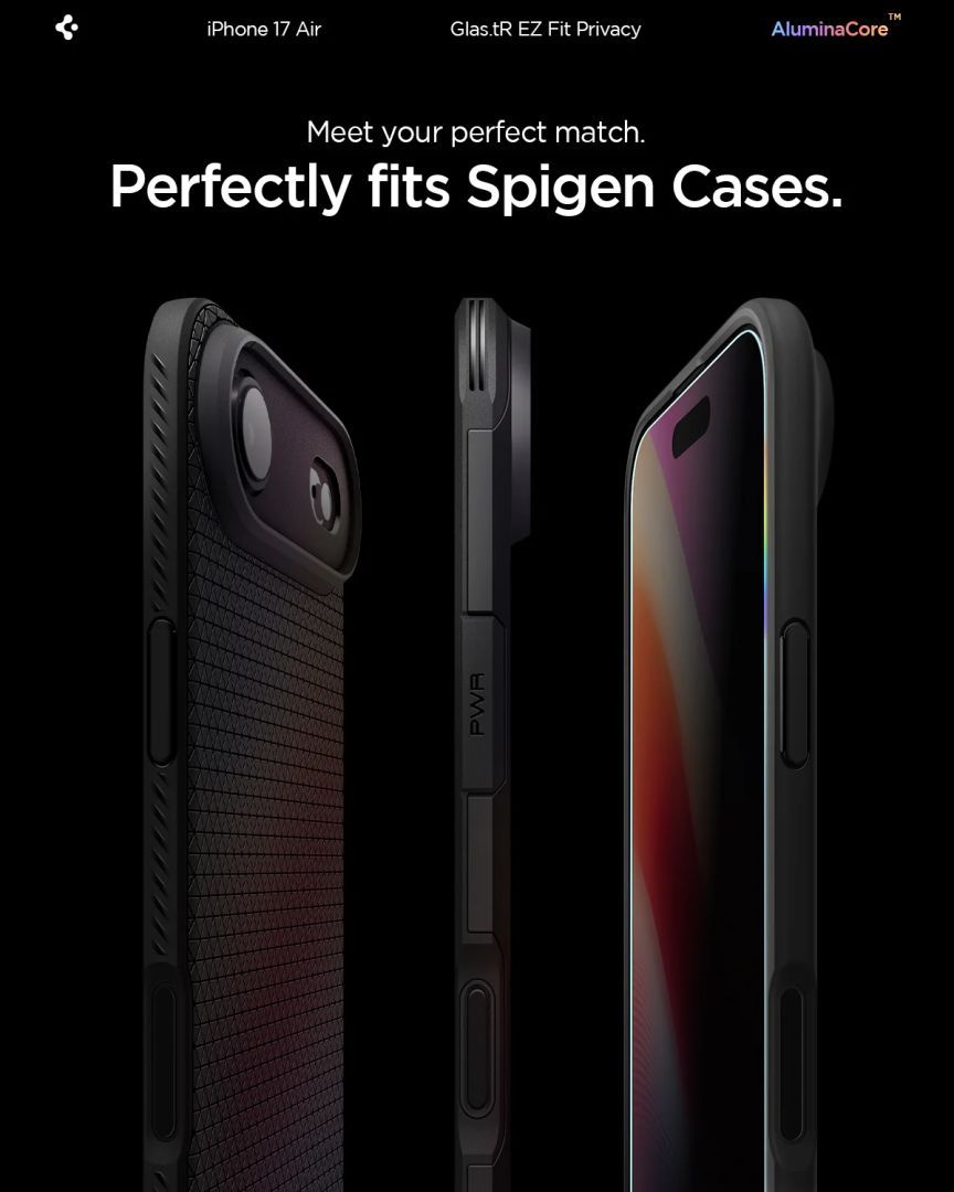 Spigen Glass tR EZ Fit (Privacy) for iPhone Air 2 Pack Transparency Spigen Glass tR EZ Fit (Privacy) for iPhone Air 2 Pack Transparency