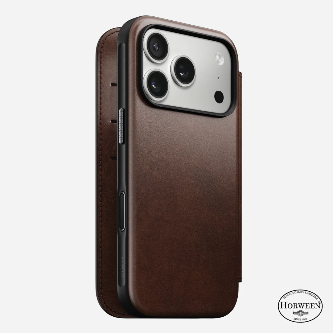 Nomad Modern Leather (Horween) Folio for iPhone 17 Pro Rustic Brown Nomad Modern Leather (Horween) Folio for iPhone 17 Pro Rustic Brown