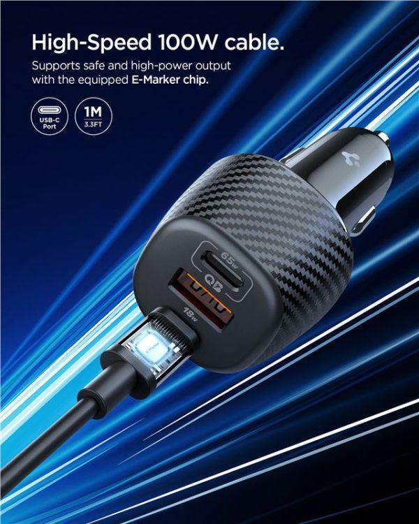 Spigen Essential 113W Car Charger Black Spigen Essential 113W Car Charger Black