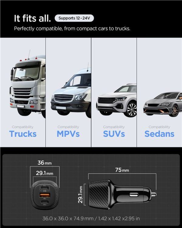 Spigen Essential 113W Car Charger Black Spigen Essential 113W Car Charger Black