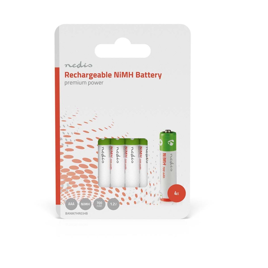 Nedis 700mAh AAA Ni-MH akkumulátor 4db/csomag Nedis 700mAh AAA Ni-MH akkumulátor 4db/csomag