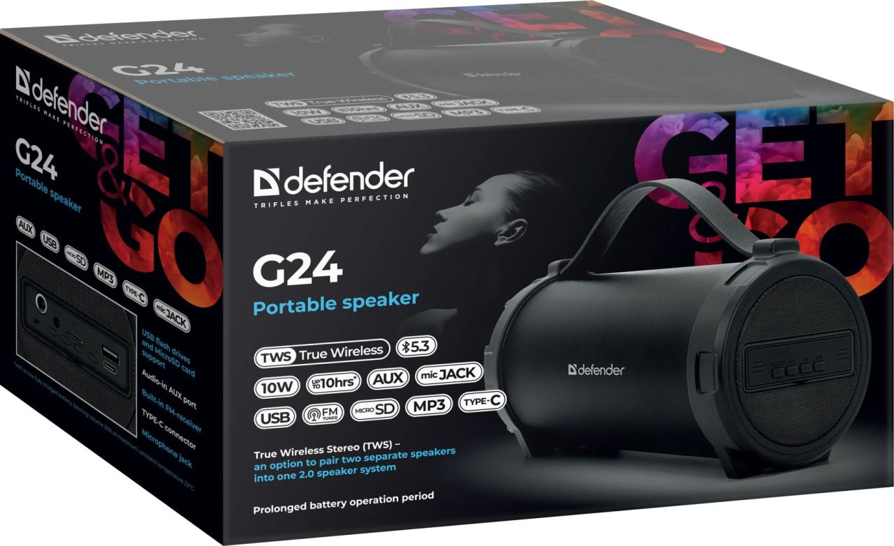 Defender G24 Bluetooth Speaker Black Defender G24 Bluetooth Speaker Black