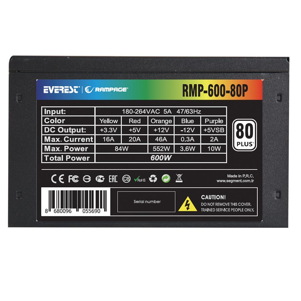 Rampage 600W 80+ RMP-600-80P Rampage 600W 80+ RMP-600-80P
