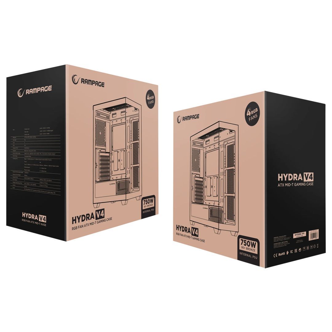 Rampage Hydra V4 RGB Tempered Glass Black Rampage Hydra V4 RGB Tempered Glass Black
