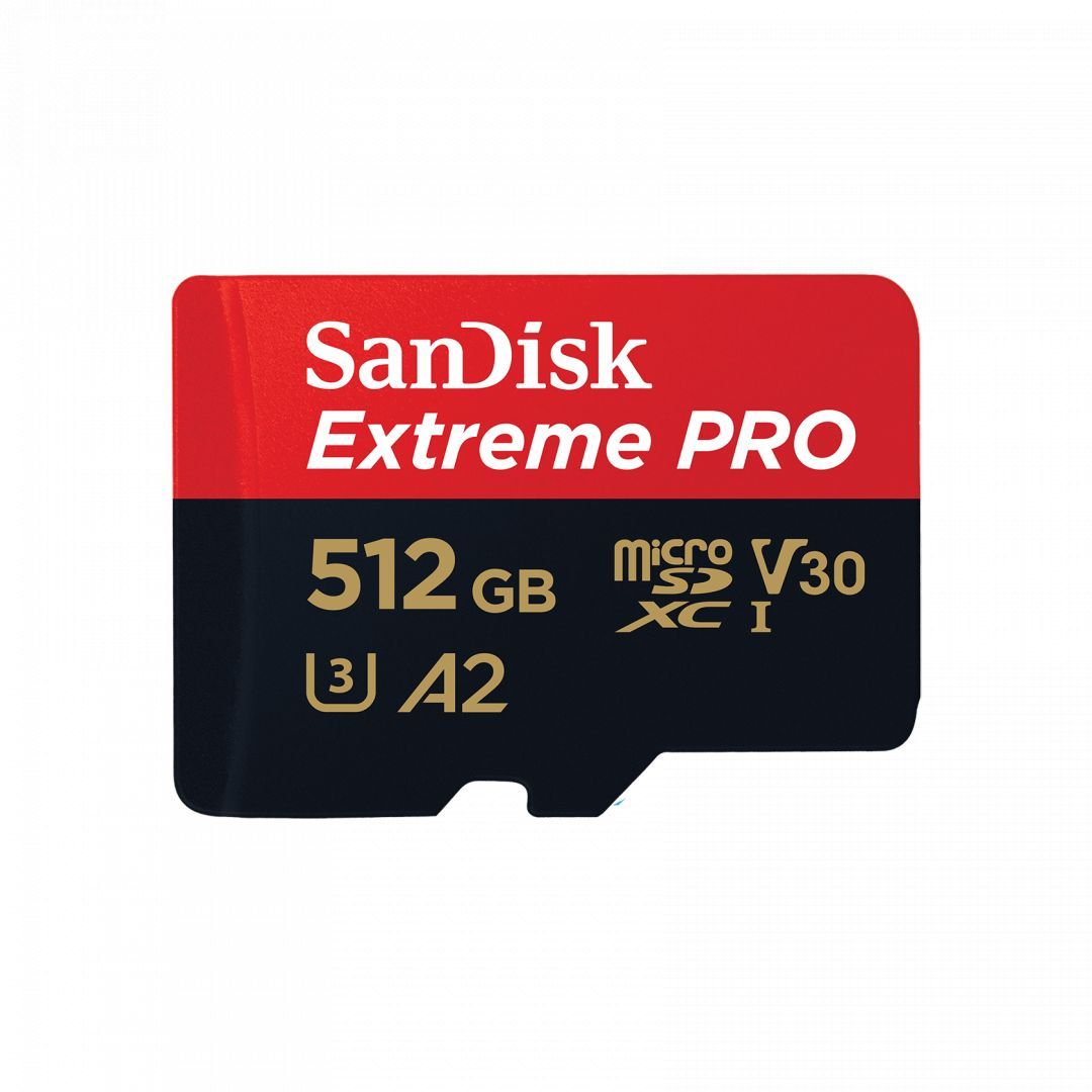Sandisk 512GB microSDXC Class 10 U3 V30 A2 Extreme Pro + adapterrel Sandisk 512GB microSDXC Class 10 U3 V30 A2 Extreme Pro + adapterrel