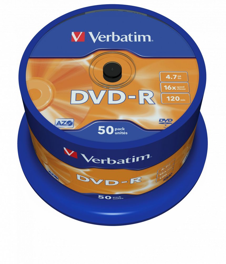 Verbatim DVD-R 4,7Gb 16x Hengeres 50db/csomag (50-es címke) Verbatim DVD-R 4,7Gb 16x Hengeres 50db/csomag (50-es címke)
