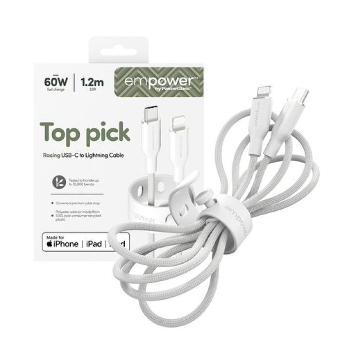 PanzerGlass 60W USB-C to Lightning USB 2.0 cable 1,2m White PanzerGlass 60W USB-C to Lightning USB 2.0 cable 1,2m White