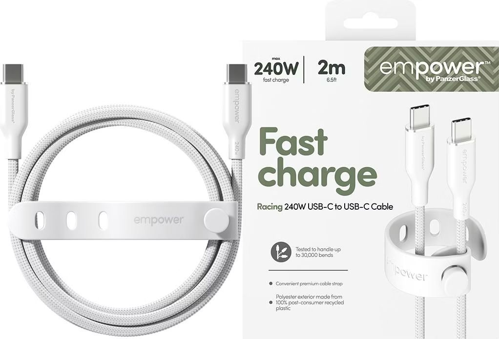 PanzerGlass 240W USB-C to USB-C USB 2.0 cable 2m White PanzerGlass 240W USB-C to USB-C USB 2.0 cable 2m White