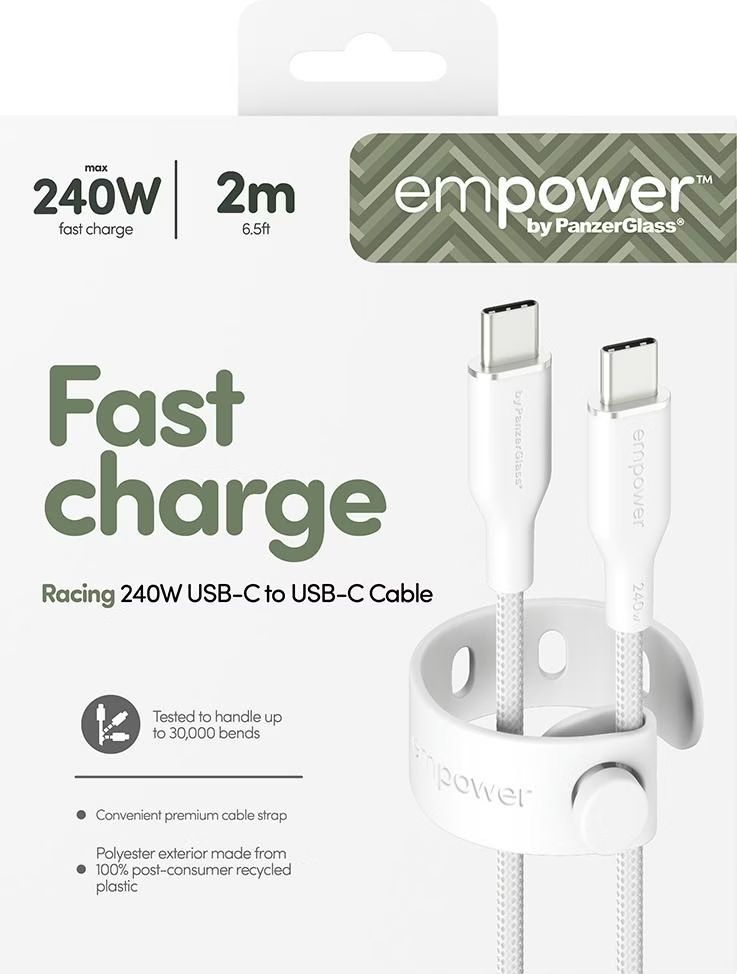 PanzerGlass 240W USB-C to USB-C USB 2.0 cable 2m White PanzerGlass 240W USB-C to USB-C USB 2.0 cable 2m White
