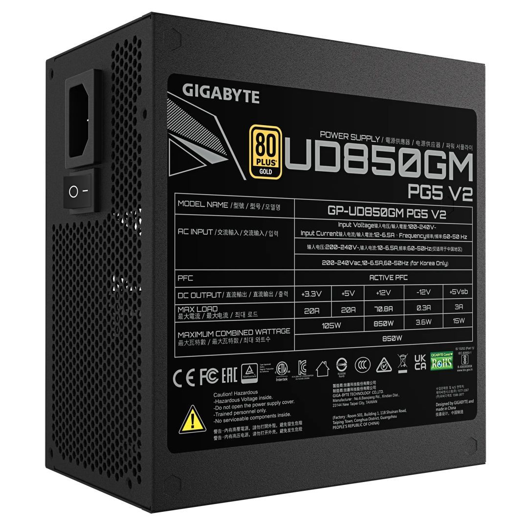 Gigabyte 850W 80+ Gold UD850GM PG5 V2 Gigabyte 850W 80+ Gold UD850GM PG5 V2