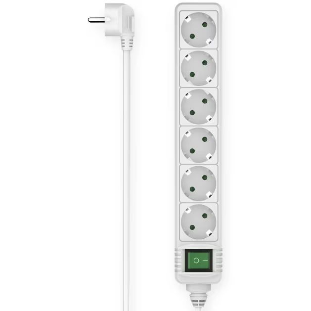 Hama Hálózati Elosztó Kapcsolóval 6DIN 3m White Hama Hálózati Elosztó Kapcsolóval 6DIN 3m White