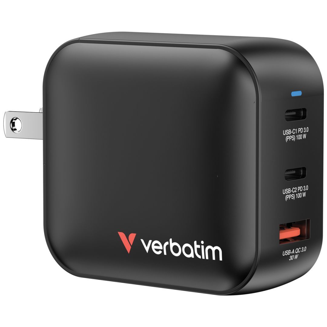 Verbatim Mini GaN Wall Charger 100W 3 Port Black Verbatim Mini GaN Wall Charger 100W 3 Port Black