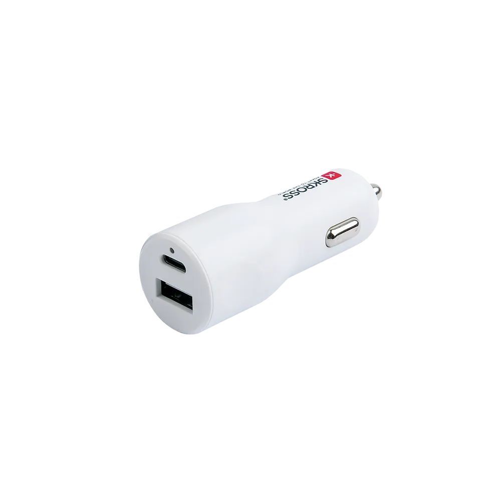 SKROSS 1xUSB-A 1xUSB-C PD 20W autós töltő White