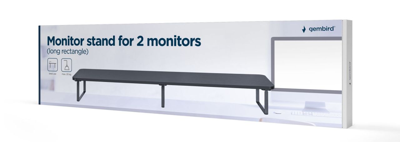 Gembird MS-TABLE2-01 Monitor stand for 2 monitors (Long Rectangle) Gembird MS-TABLE2-01 Monitor stand for 2 monitors (Long Rectangle)