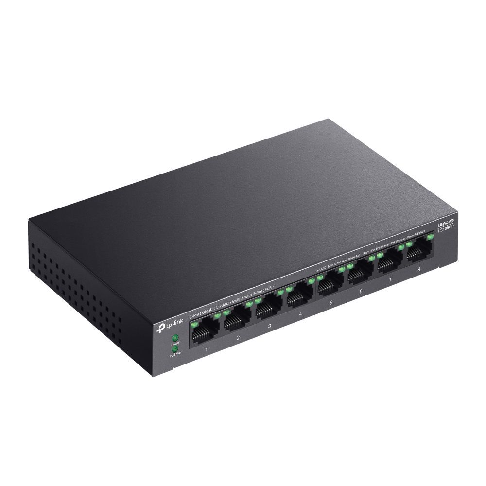 TP-Link LS108GP 8-Port Gigabit Desktop Switch with 8-Port PoE+ TP-Link LS108GP 8-Port Gigabit Desktop Switch with 8-Port PoE+