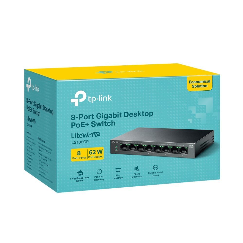 TP-Link LS108GP 8-Port Gigabit Desktop Switch with 8-Port PoE+ TP-Link LS108GP 8-Port Gigabit Desktop Switch with 8-Port PoE+