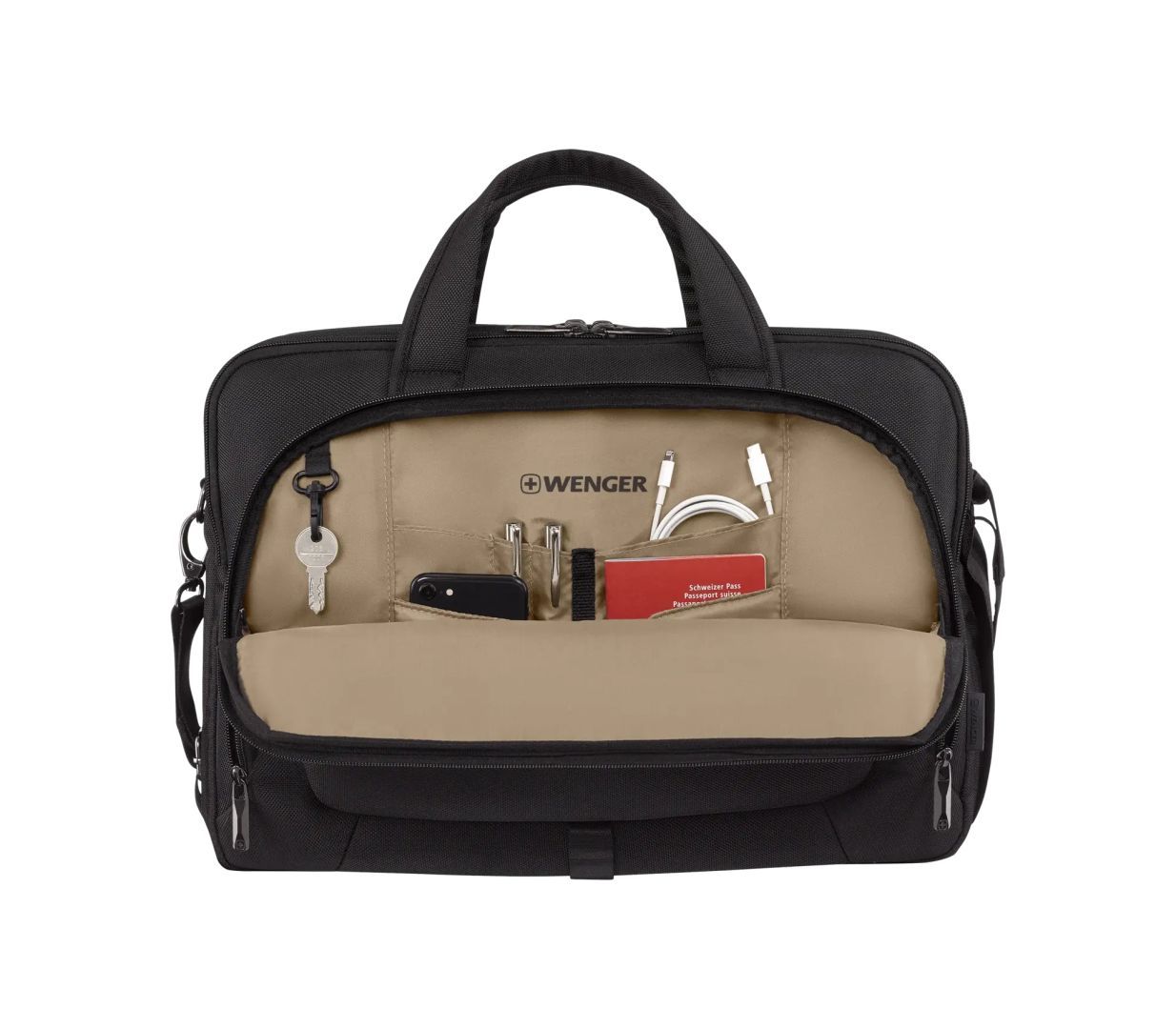 Wenger Meteor Brief 17" Laptop Briefcase with Tablet Pocket Black Wenger Meteor Brief 17" Laptop Briefcase with Tablet Pocket Black