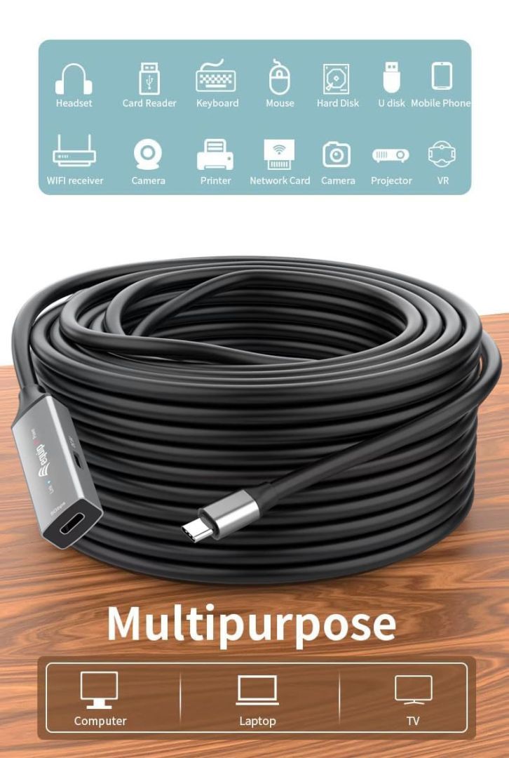 EQuip USB-C to C Active extension cable 5m Black
