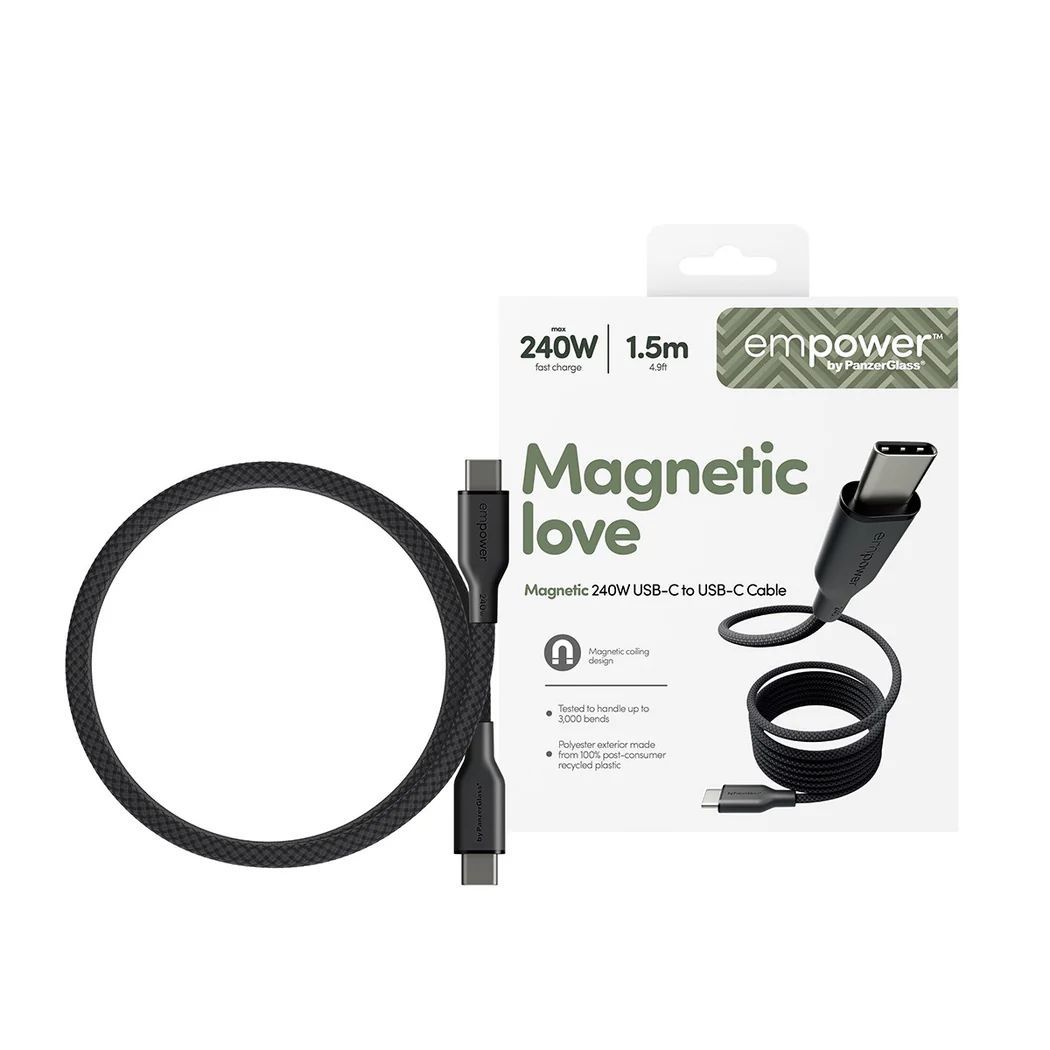 PanzerGlass Magnetic 240W USB-C to USB-C cable 1,5m Black PanzerGlass Magnetic 240W USB-C to USB-C cable 1,5m Black