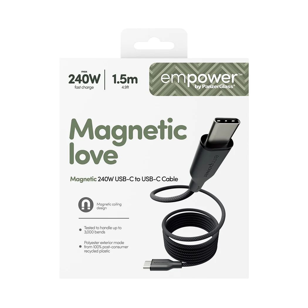 PanzerGlass Magnetic 240W USB-C to USB-C cable 1,5m Black PanzerGlass Magnetic 240W USB-C to USB-C cable 1,5m Black