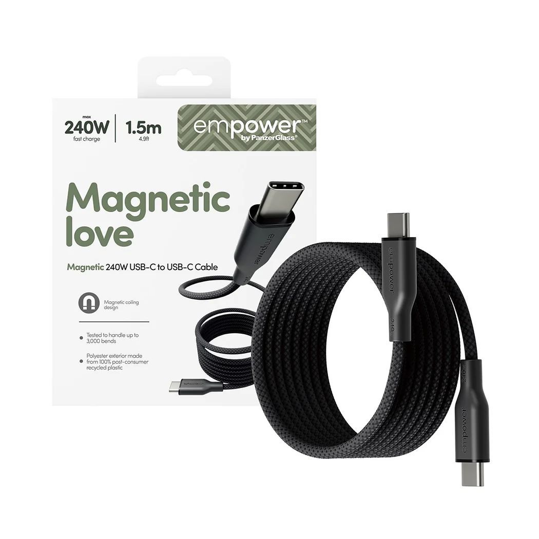 PanzerGlass Magnetic 240W USB-C to USB-C cable 1,5m Black PanzerGlass Magnetic 240W USB-C to USB-C cable 1,5m Black
