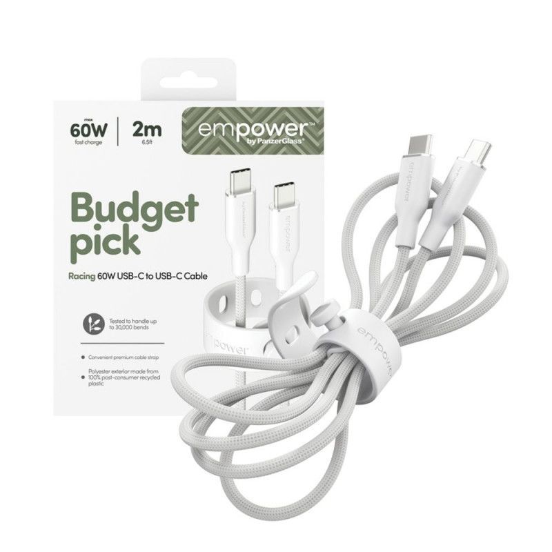 PanzerGlass 60W USB-C to USB-C USB 2.0 cable 2m White PanzerGlass 60W USB-C to USB-C USB 2.0 cable 2m White
