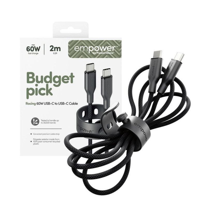 PanzerGlass 60W USB-C to USB-C USB 2.0 cable 2m Black PanzerGlass 60W USB-C to USB-C USB 2.0 cable 2m Black