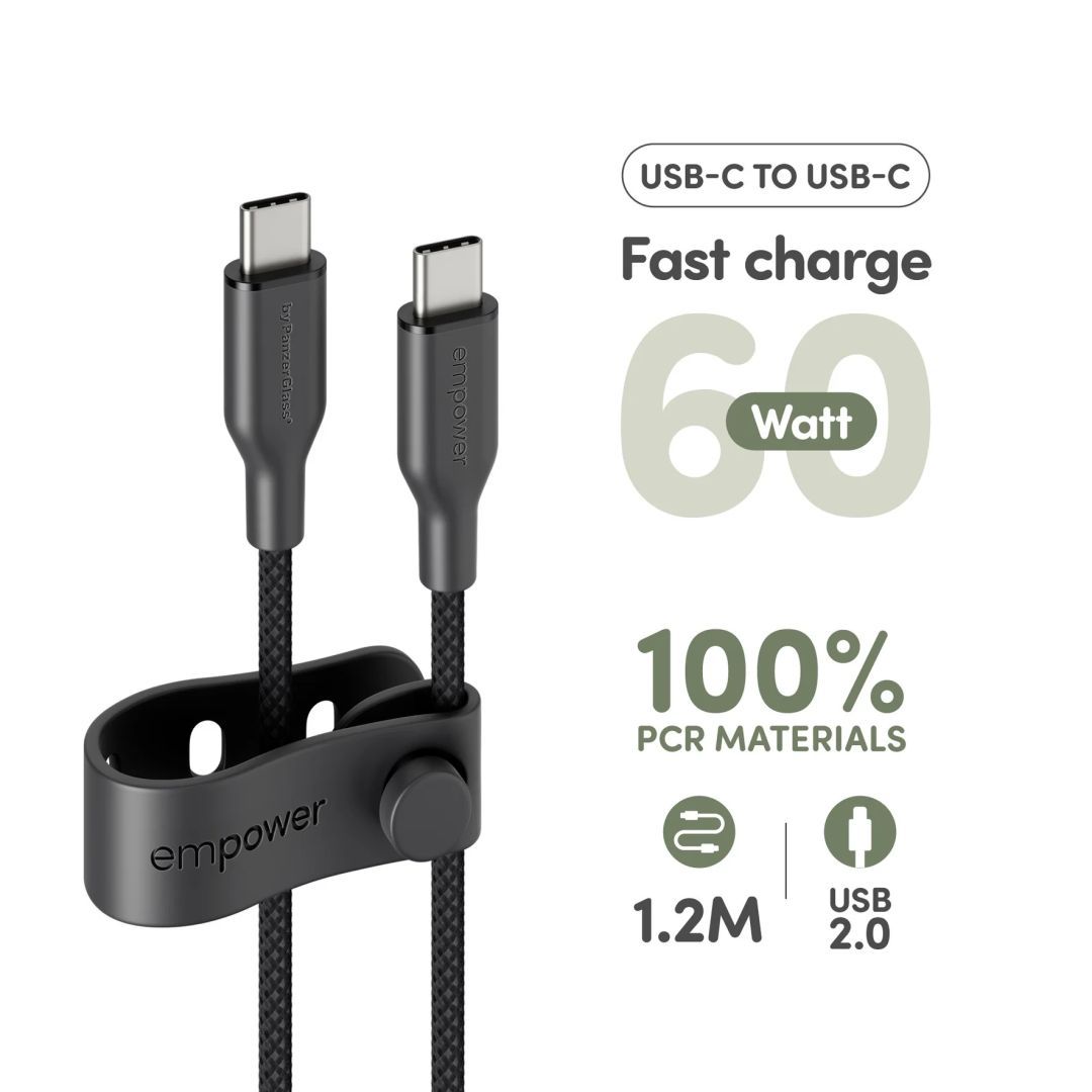 PanzerGlass 60W USB-C to USB-C USB 2.0 cable 1,2m Black PanzerGlass 60W USB-C to USB-C USB 2.0 cable 1,2m Black