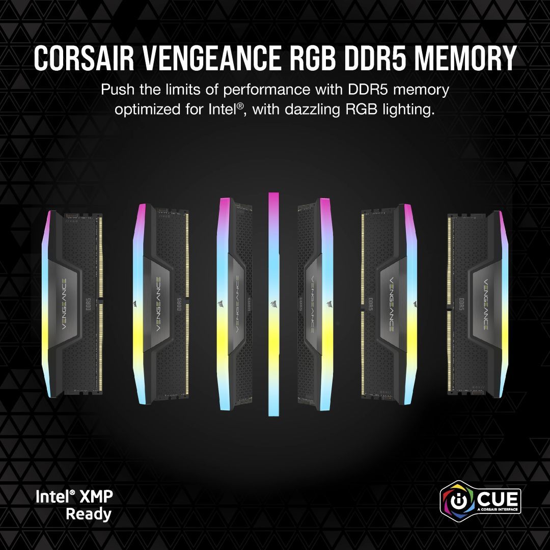 Corsair 32GB DDR5 6200MHz Kit(2x16GB) Vengeance RGB Black Corsair 32GB DDR5 6200MHz Kit(2x16GB) Vengeance RGB Black