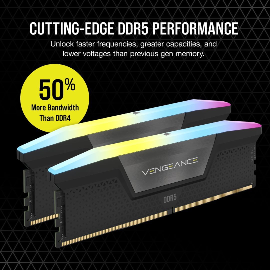 Corsair 32GB DDR5 6200MHz Kit(2x16GB) Vengeance RGB Black Corsair 32GB DDR5 6200MHz Kit(2x16GB) Vengeance RGB Black