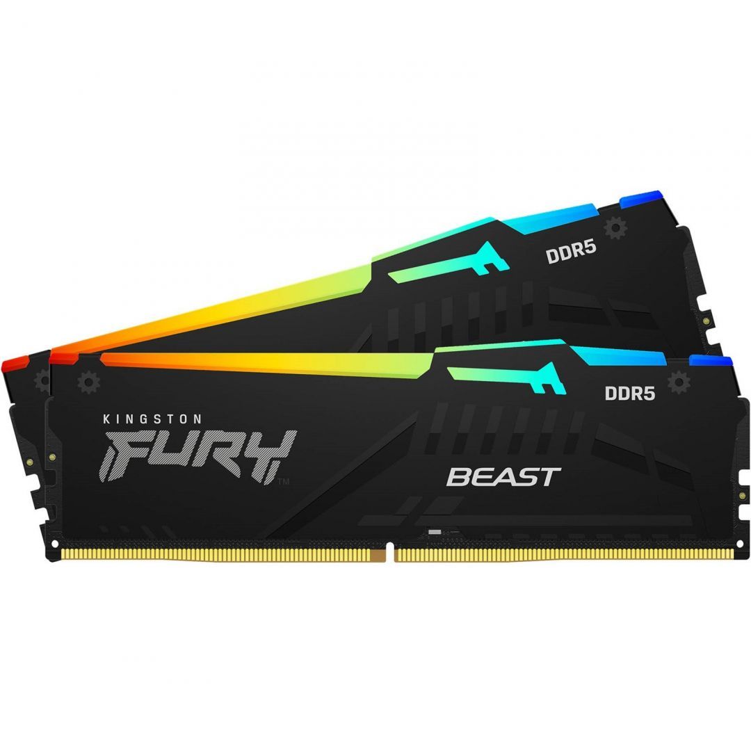 Kingston 64GB DDR5 5200MHz Kit(2x32GB) Fury Beast RGB Black Kingston 64GB DDR5 5200MHz Kit(2x32GB) Fury Beast RGB Black