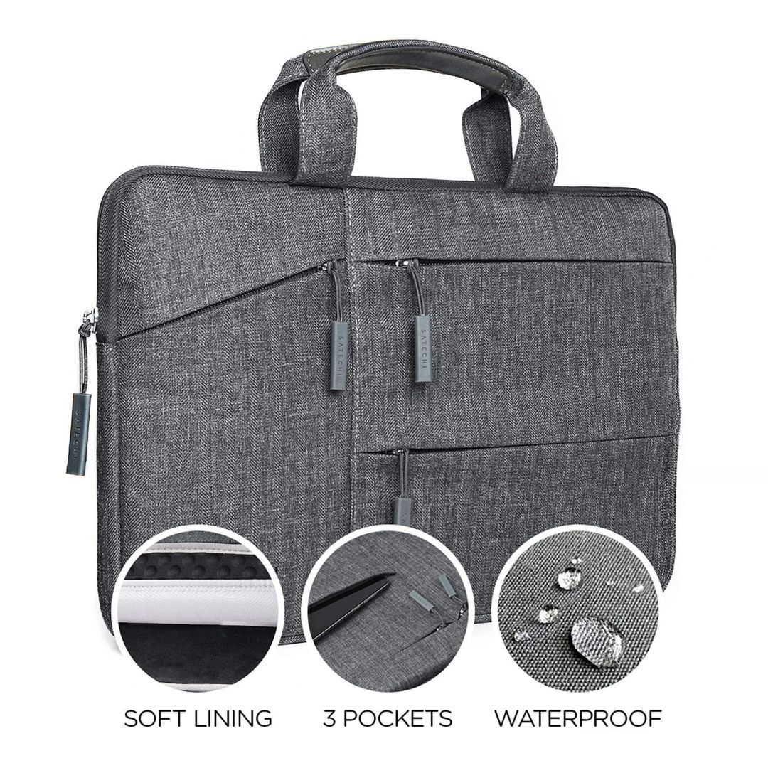 Satechi Fabric Water-Resistant Laptop Carrying Case with Pockets 13" Grey Satechi Fabric Water-Resistant Laptop Carrying Case with Pockets 13" Grey