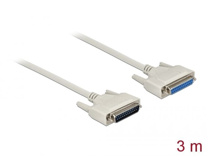 DeLock Serial Cable D-Sub 25 male to female Cable 3m White DeLock Serial Cable D-Sub 25 male to female Cable 3m White