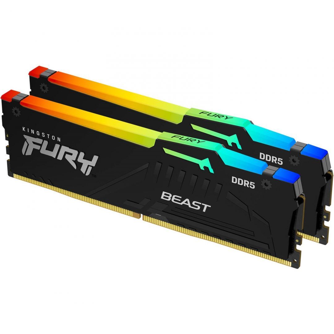 Kingston 64GB DDR5 5600MHz Kit(2x32GB) Fury Beast RGB Black Kingston 64GB DDR5 5600MHz Kit(2x32GB) Fury Beast RGB Black