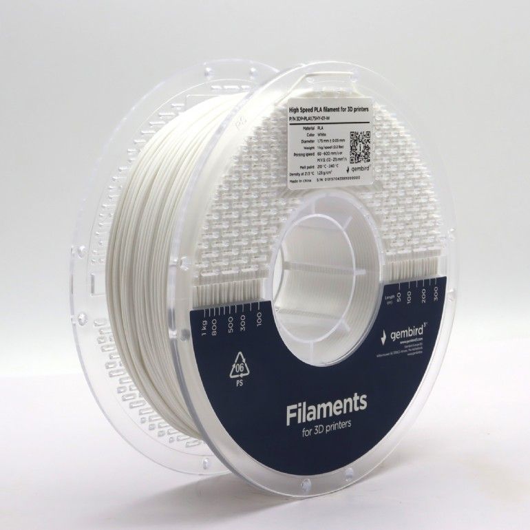 Gembird 3DP-PLA1.75HY-01-W High Speed PLA filament White 1,75mm 1kg Gembird 3DP-PLA1.75HY-01-W High Speed PLA filament White 1,75mm 1kg