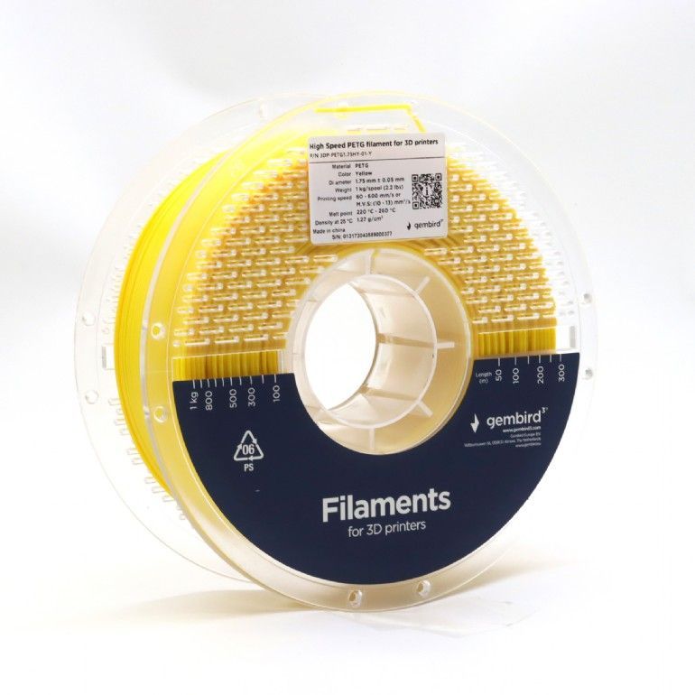 Gembird 3DP-PETG1.75HY-01-Y High Speed PETG filament Yellow 1,75mm 1kg Gembird 3DP-PETG1.75HY-01-Y High Speed PETG filament Yellow 1,75mm 1kg