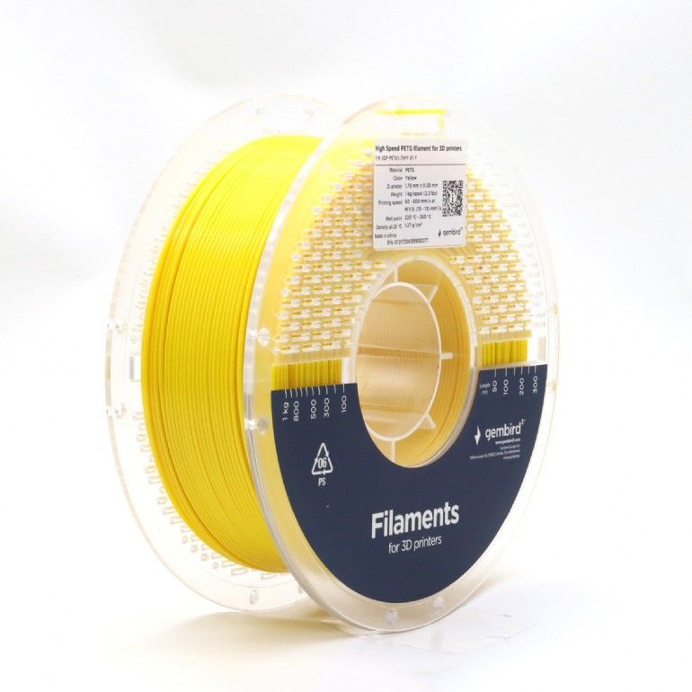 Gembird 3DP-PETG1.75HY-01-Y High Speed PETG filament Yellow 1,75mm 1kg Gembird 3DP-PETG1.75HY-01-Y High Speed PETG filament Yellow 1,75mm 1kg