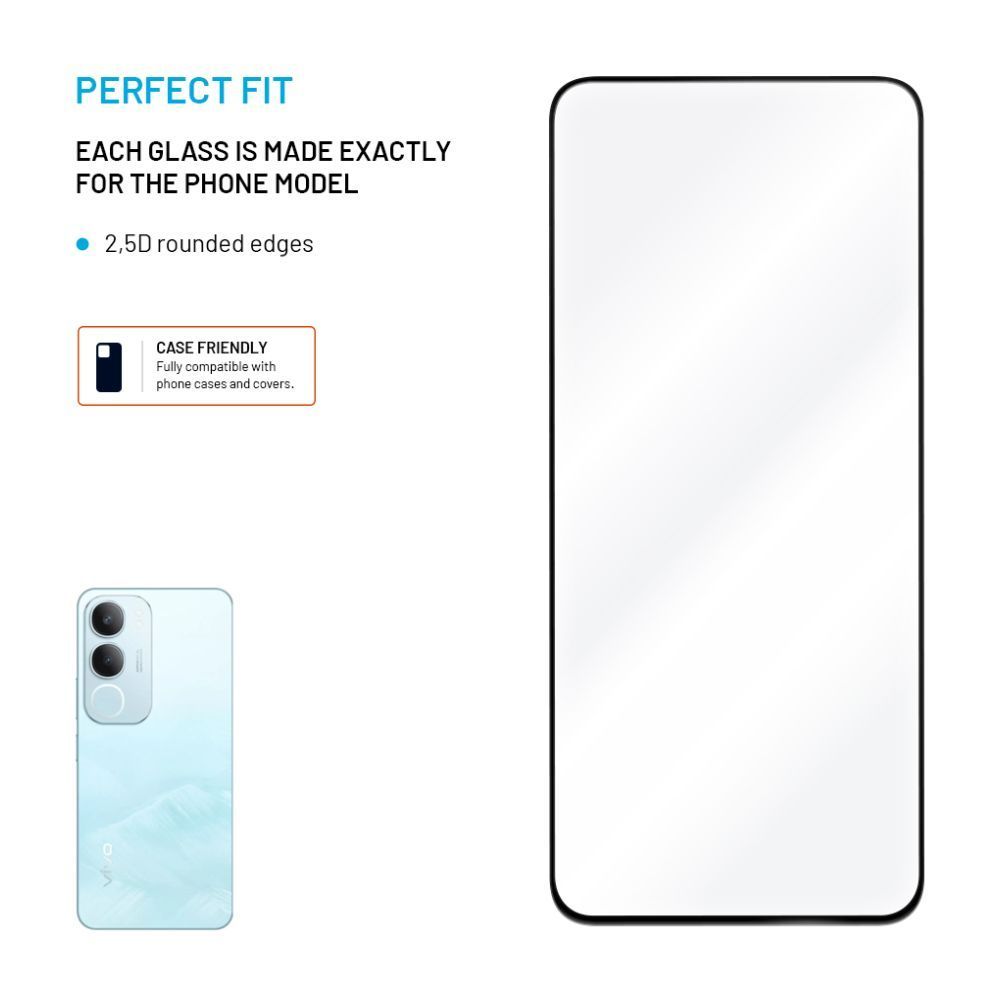 FIXED teljes képernyőt védő 2,5D edzett üveg Vivo Y19S 4G/Y29 5G, fekete
