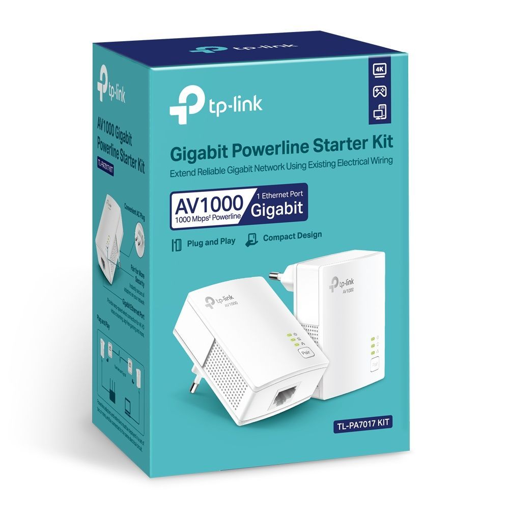 TP-Link TL-PA7017 KIT AV1000 Gigabit Powerline Adapter Kit TP-Link TL-PA7017 KIT AV1000 Gigabit Powerline Adapter Kit