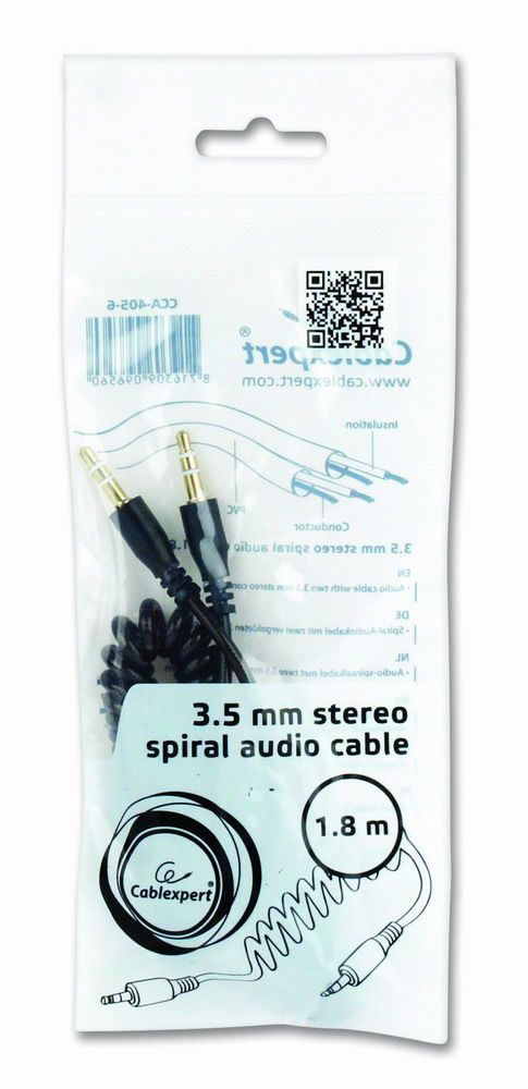 Gembird CCA-405-6 3.5mm stereo spiral audio cable 1,8m Black Gembird CCA-405-6 3.5mm stereo spiral audio cable 1,8m Black