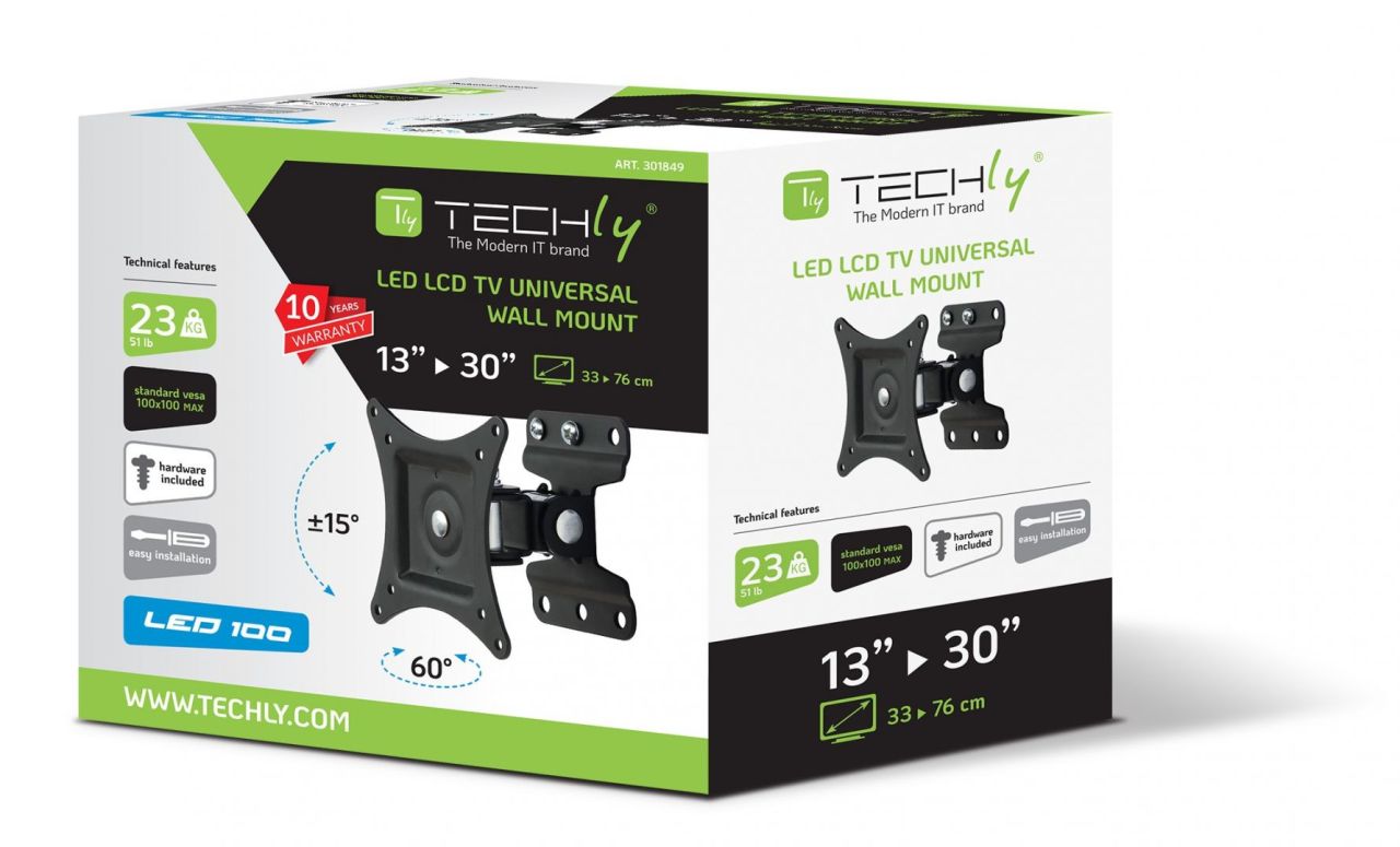 TECHLY 13"-30" Wall Bracket for LED LCD TV Full Motion TECHLY 13"-30" Wall Bracket for LED LCD TV Full Motion
