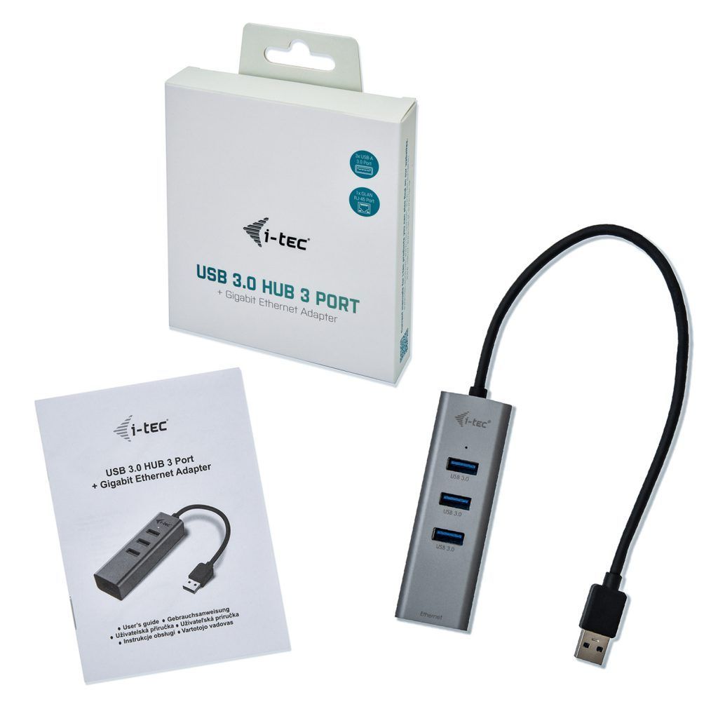 I-TEC USB 3.0 Metal HUB 3 Port+Gigabit Ethernet Adapter Grey I-TEC USB 3.0 Metal HUB 3 Port+Gigabit Ethernet Adapter Grey