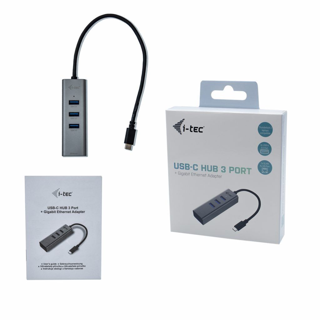 I-TEC 3 port USB-C 3.0 Hub Metal+Gigabit Ethernet adapter Grey I-TEC 3 port USB-C 3.0 Hub Metal+Gigabit Ethernet adapter Grey