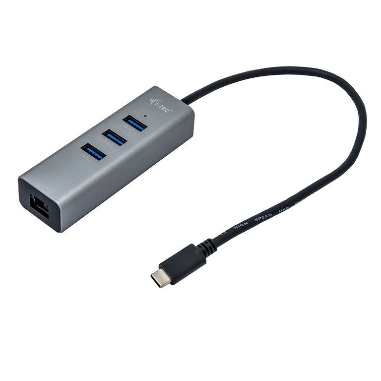 I-TEC 3 port USB-C 3.0 Hub Metal+Gigabit Ethernet adapter Grey I-TEC 3 port USB-C 3.0 Hub Metal+Gigabit Ethernet adapter Grey