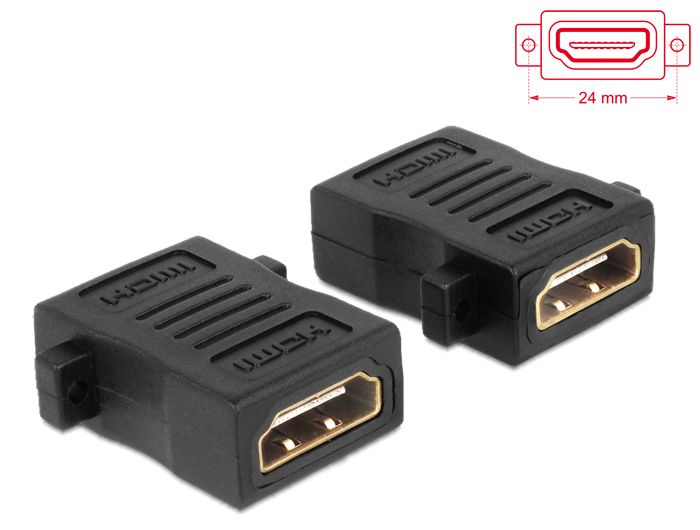 DeLock Adapter HDMI-A female > HDMI-A female with screw hole DeLock Adapter HDMI-A female > HDMI-A female with screw hole