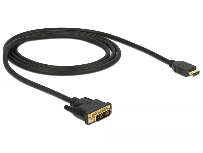 DeLock DVI-D (Single Link) male > HDMI-A male cable 1m Black DeLock DVI-D (Single Link) male > HDMI-A male cable 1m Black