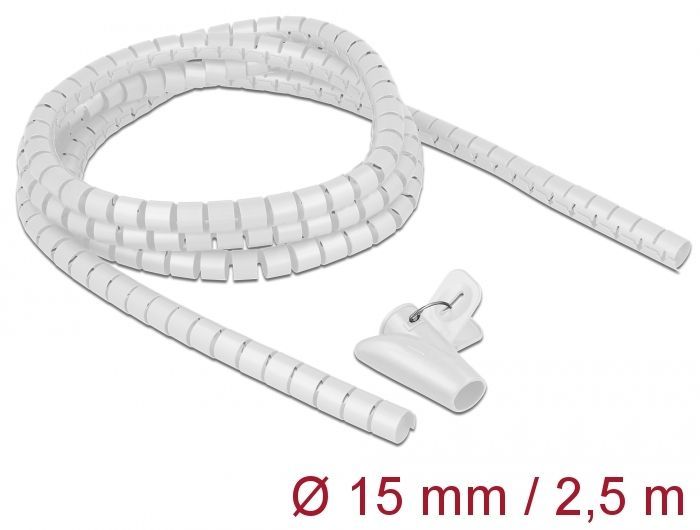 DeLock Spiral Hose with Pull-in Tool 2.5mx15mm White DeLock Spiral Hose with Pull-in Tool 2.5mx15mm White