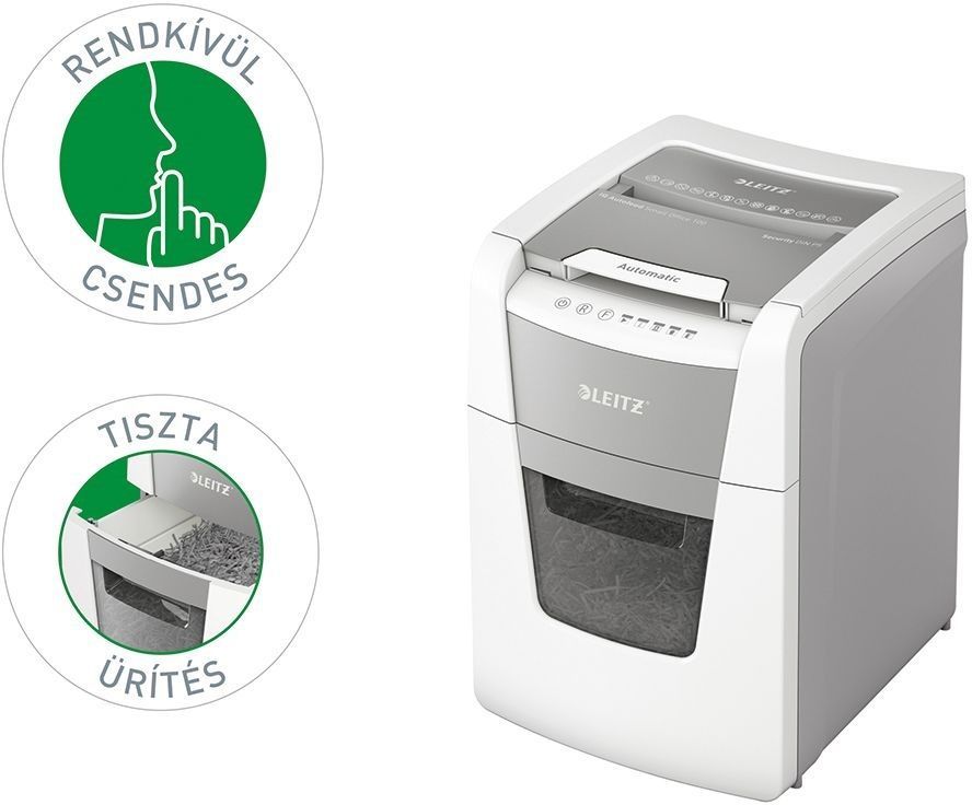 Leitz IQ AutoFeed SmallOffice 100 P5 Iratmegsemmisítő White Leitz IQ AutoFeed SmallOffice 100 P5 Iratmegsemmisítő White
