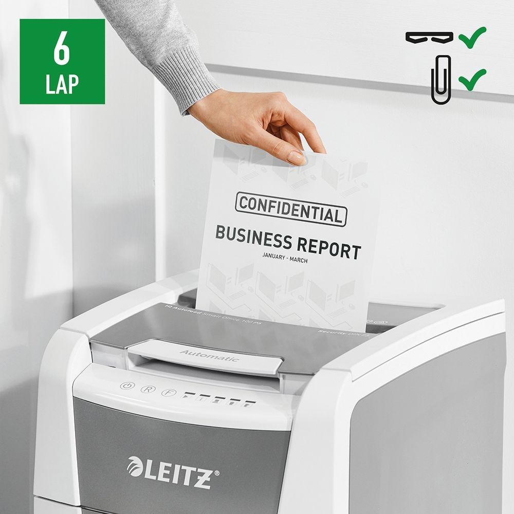 Leitz IQ AutoFeed SmallOffice 100 P5 Iratmegsemmisítő White Leitz IQ AutoFeed SmallOffice 100 P5 Iratmegsemmisítő White