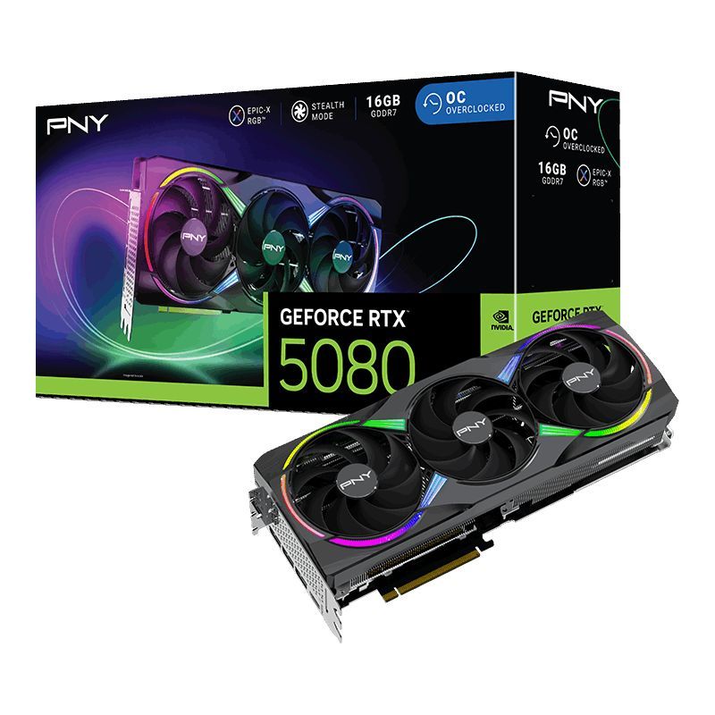PNY GeForce RTX5080 16GB DDR7 ARGB EPIC-X RGB Overclocked Triple Fan PNY GeForce RTX5080 16GB DDR7 ARGB EPIC-X RGB Overclocked Triple Fan